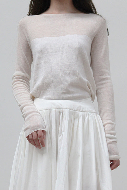 SWAYING/KNIT seamless water-soluble wool stitching top SW212SZ06 white PS9